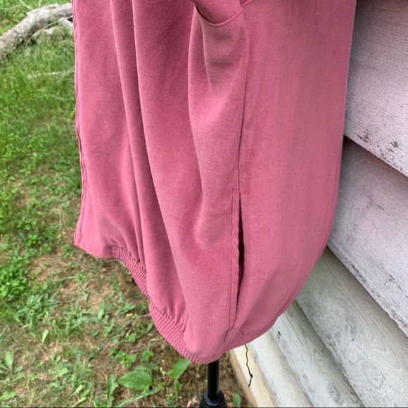 Vintage 80s Dusty Rose Floral Embroidered Long Sleeve Zip Up Front Casual Jacket - Picture 14 of 16